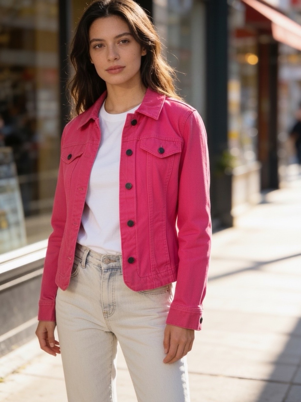 Charter Club Bright Pink Denim Jacket - Button-Front Jean Jacket